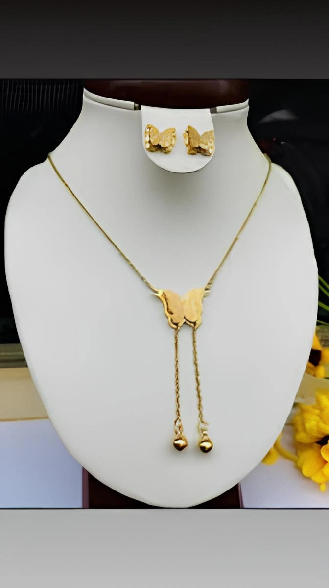 Korean Pearl Butterfly Necklace & Earring Set