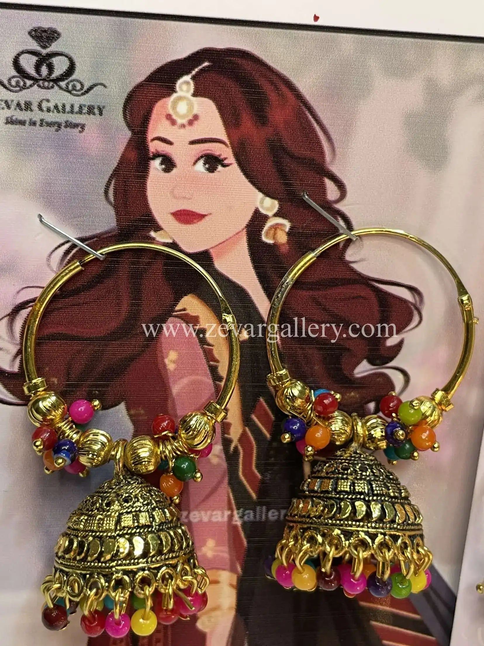 Multicolor Jhumka - Indian Traditional Bollywood Hoop Earrings