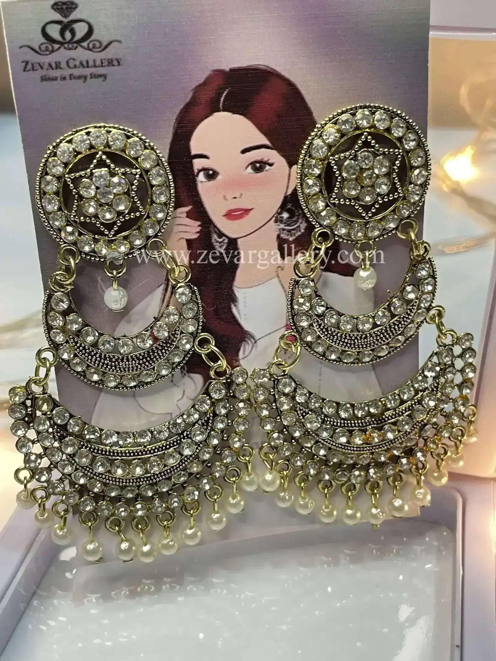 Dazzling Showstopper Kundan Style Pearl Earrings - Zevar Gallery