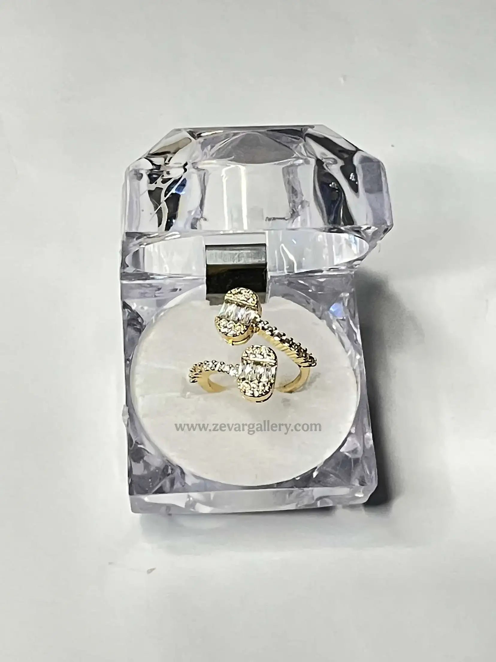 Dual Elegance Crystals Adjustable Ring –  in Gold & Silver Colors