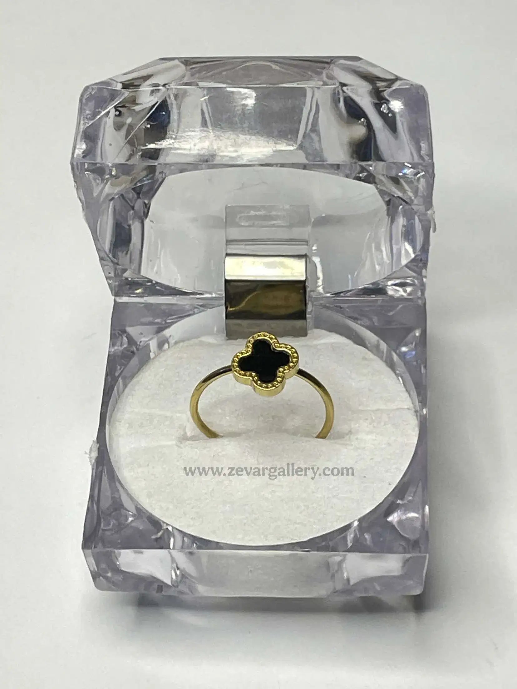 Elegant gold-plated stainless steel clover adjustable ring by Zevar Gallery