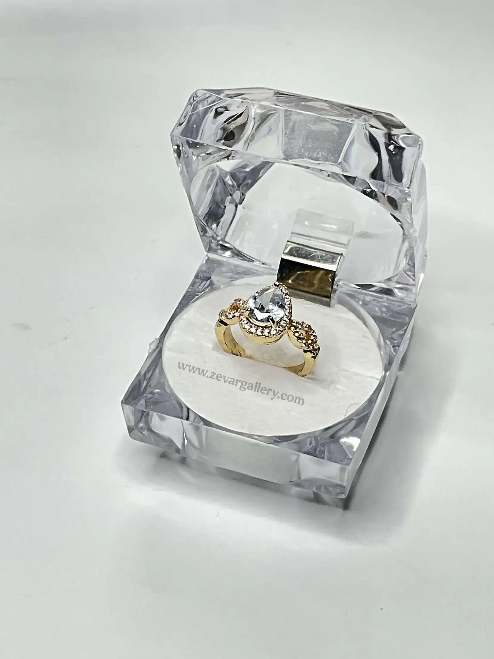 Luxury Teardrop-Cut Aquamarine Crystal Gemstone Adjustable Ring