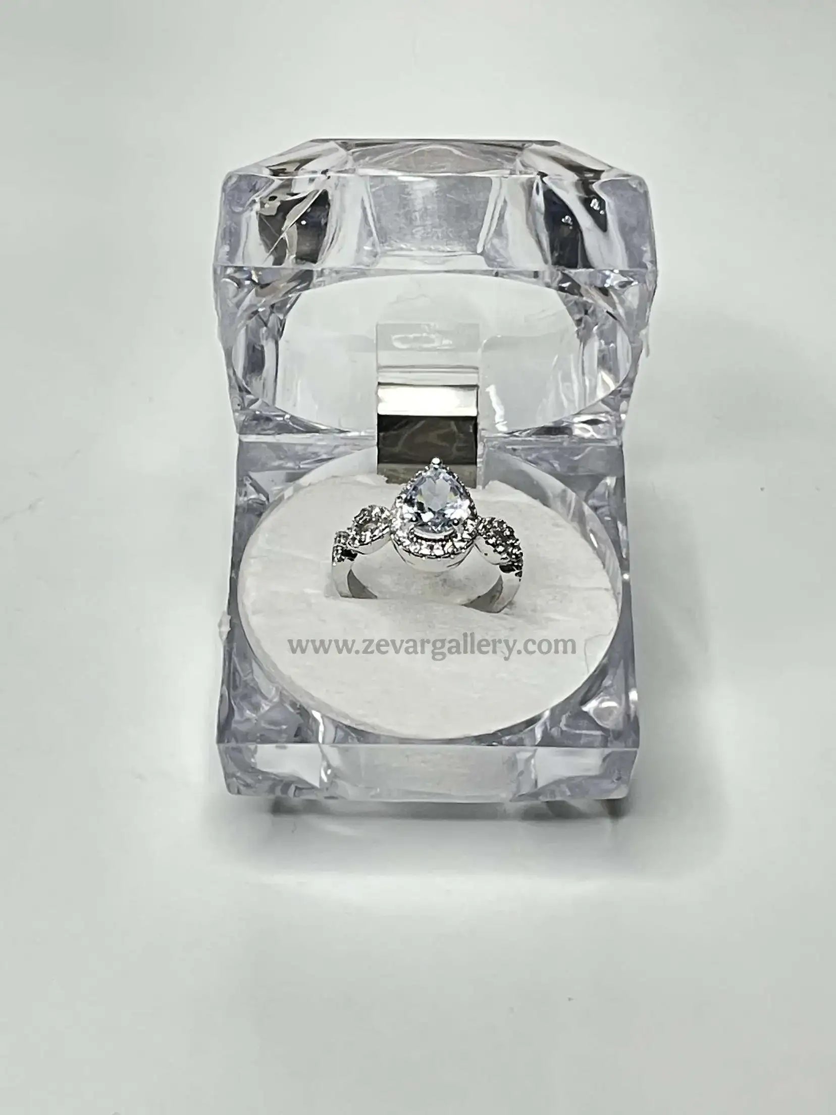 Luxury Teardrop-Cut Aquamarine Crystal Gemstone Adjustable Ring