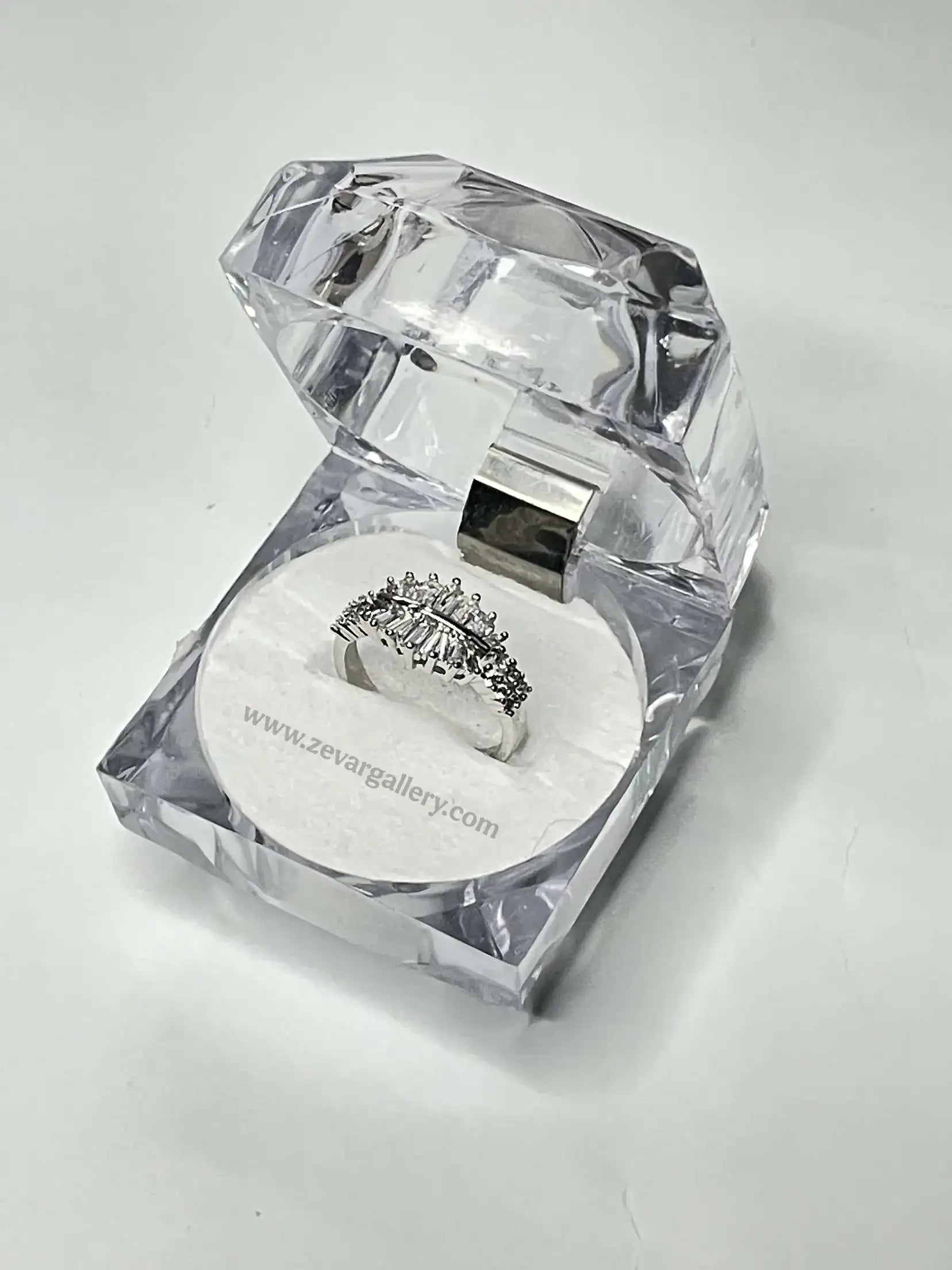 Marquise Sparkling Crown Design Adjustable Ring – Silver & Gold