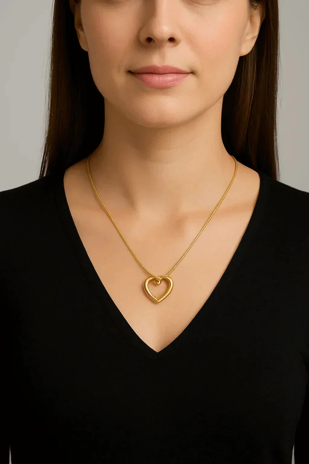 Open Heart Pendant Necklace in Stainless Steel by Zevar Gallery - Zevar Gallery