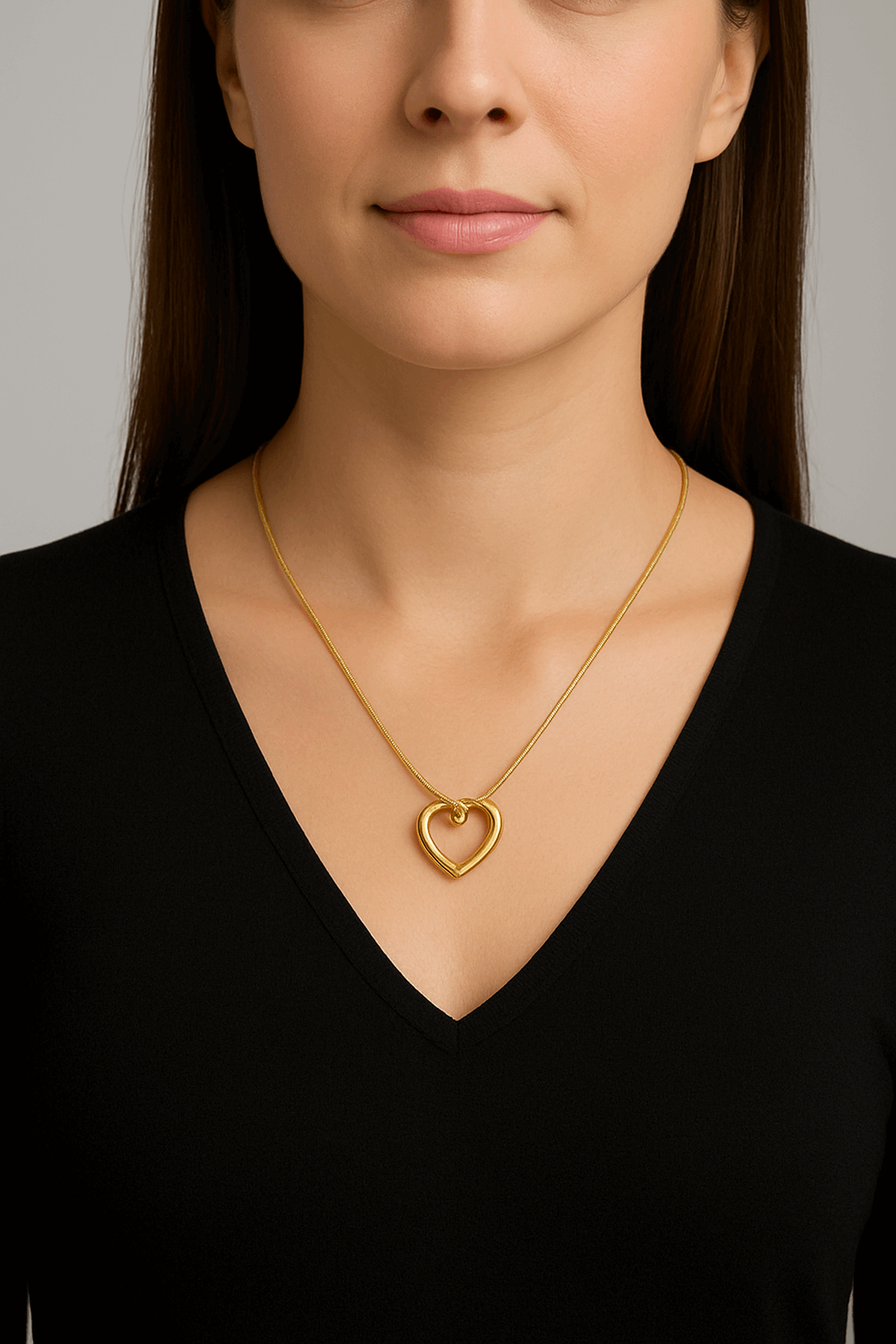 Elegant open heart necklace in stainless steel by Zevar Gallery – hypoallergenic and long-lasting shine"