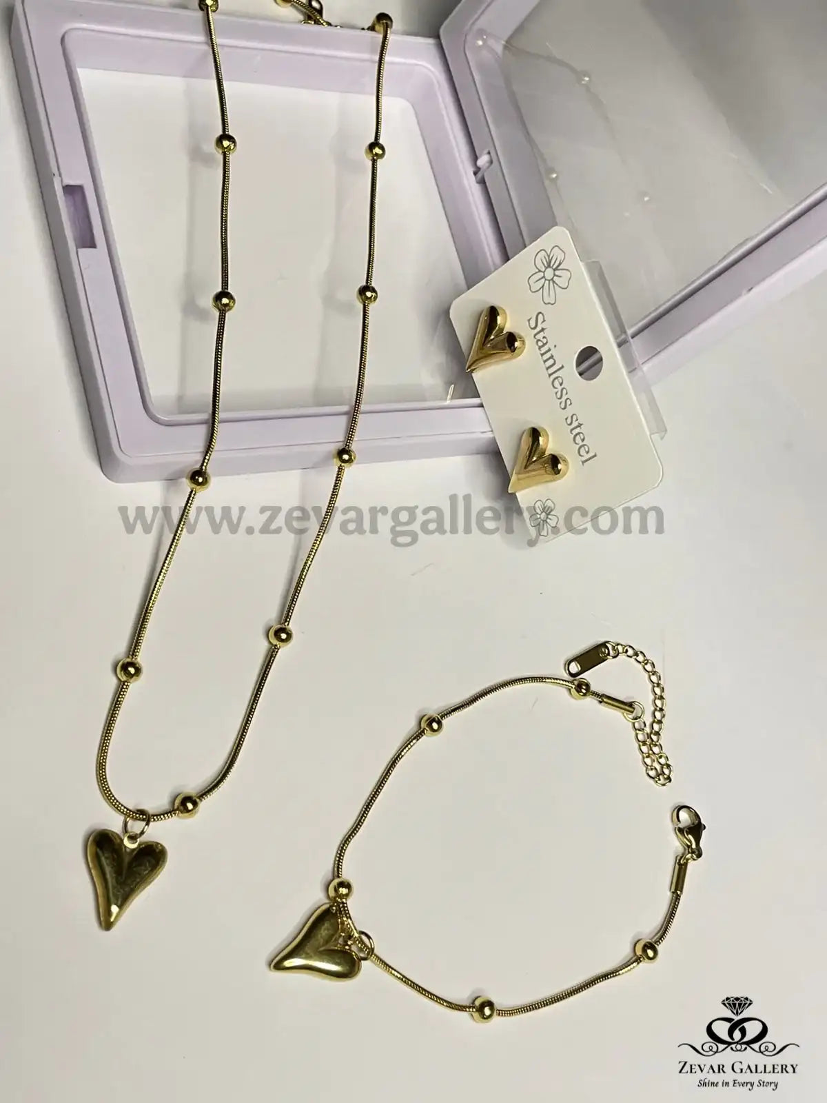 Golden Heart 100% Stainless Steel Complete Set - Zevar Gallery
