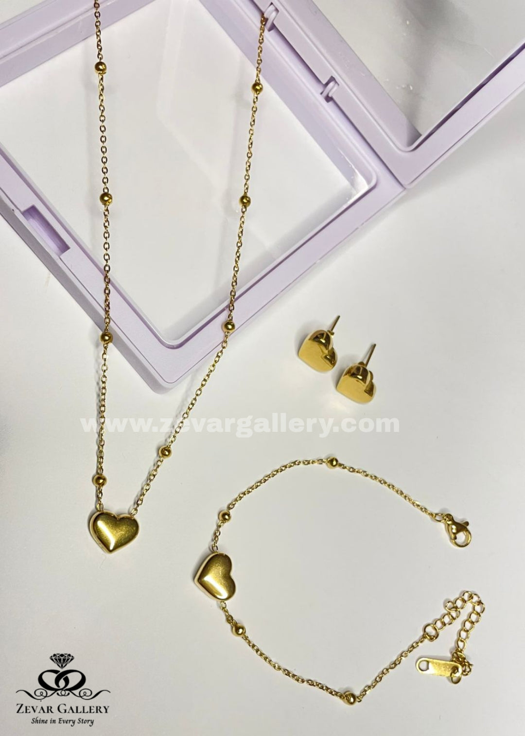 Minimal Heart Complete Set in Pure Stainless Steel -Zevar Gallery