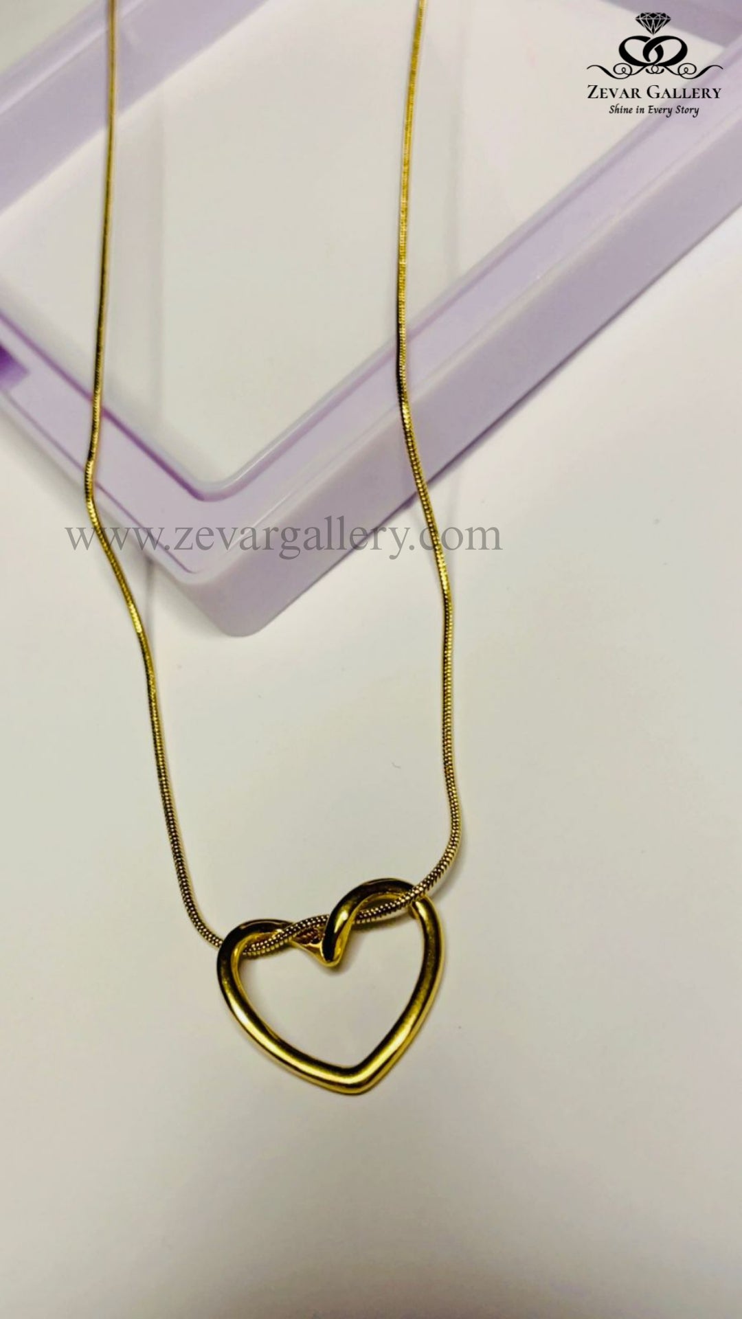 Open Heart Pendant Necklace in Stainless Steel by Zevar Gallery